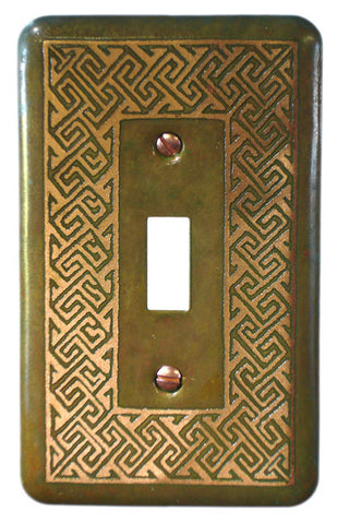 Etched Single Copper Verde Greek Key