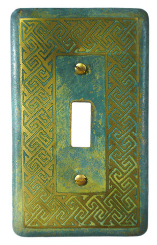 Etched Single Brass Verde Greek Key